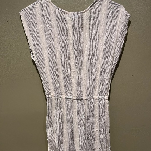 New Blue Island Silver White Wrap Maxi Dress Striped Glitter V Neck Spring - Picture 6 of 16
